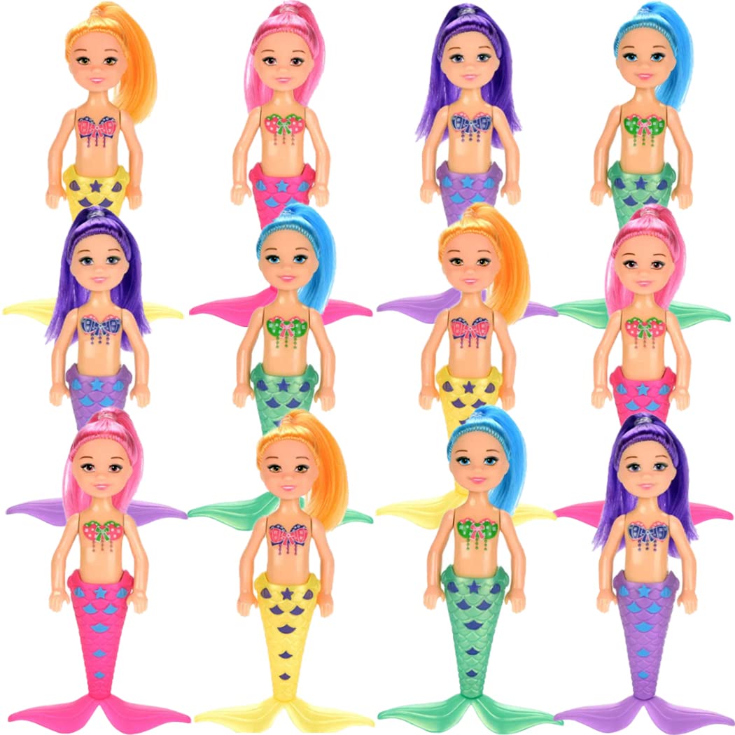 Liberty Imports mermaid dolls 12-pack display of sea-inspired mini figures for imaginative play