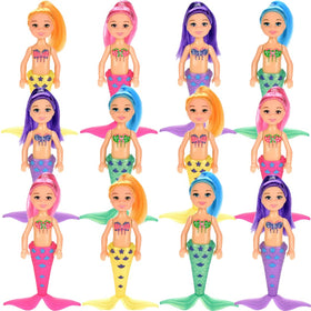 Liberty Imports mermaid dolls 12-pack display of sea-inspired mini figures for imaginative play