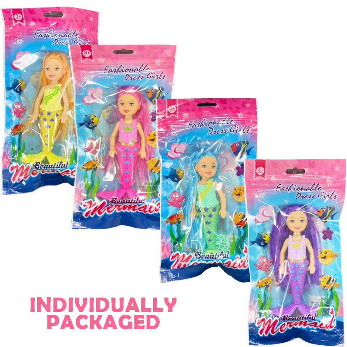 Liberty Imports mermaid dolls packaging showing 12-pack gift-ready set