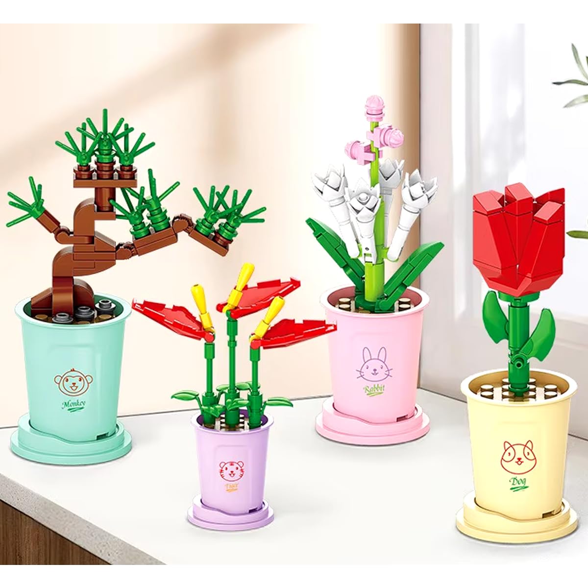 Liberty Imports mini rose block flower provides tactile building fun and gift-ready blooms.