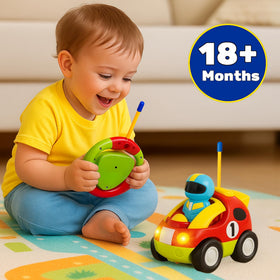 Liberty Imports My First Cartoon RC Car being used by a child during playtime