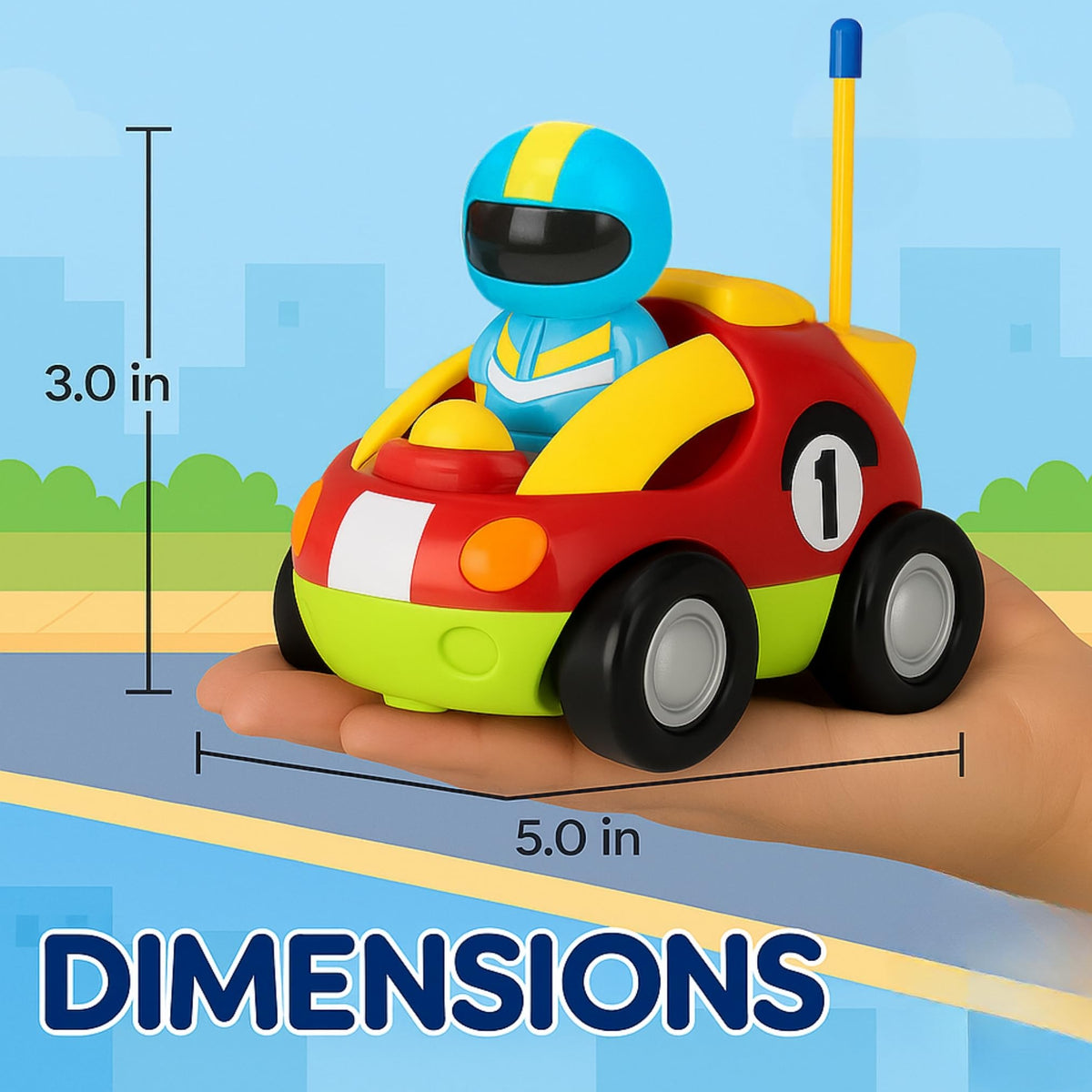 Liberty Imports My First Cartoon RC Car lights and sounds enhance sensory engagement