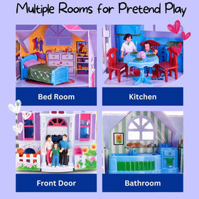 Liberty Imports My Pretty Dollhouse bedrooms invite bedtime storytelling and quiet role-play.