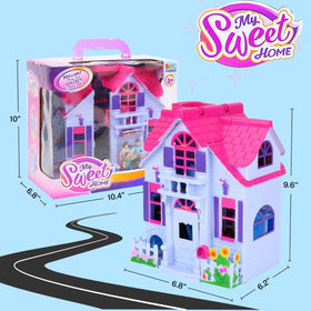 Liberty Imports My Pretty Dollhouse compact storage aids quick cleanup after play.