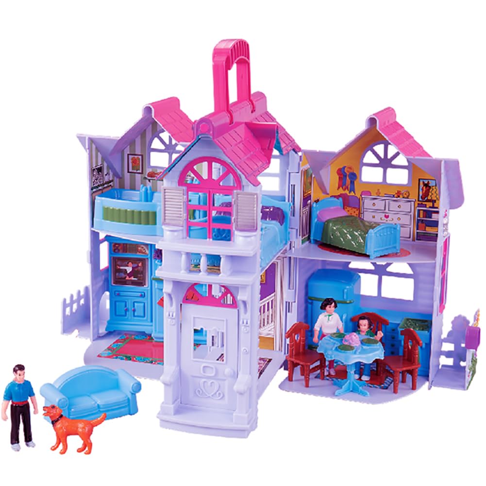Liberty Imports My Pretty Dollhouse open layout enables portable imaginative play anywhere.
