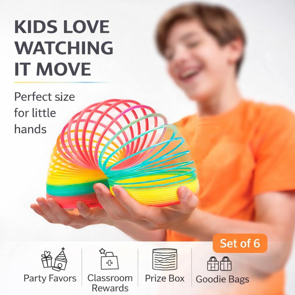 Liberty Imports neon rainbow springs 4in walking toy with bright neon finish for visibility.