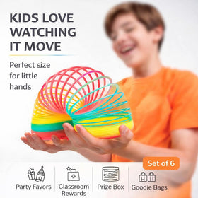 Liberty Imports neon rainbow springs 4in walking toy with bright neon finish for visibility.