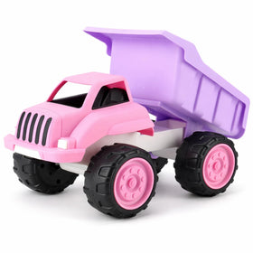 Liberty Imports pink dump truck with tilting bed for sandbox play and imaginative construction.