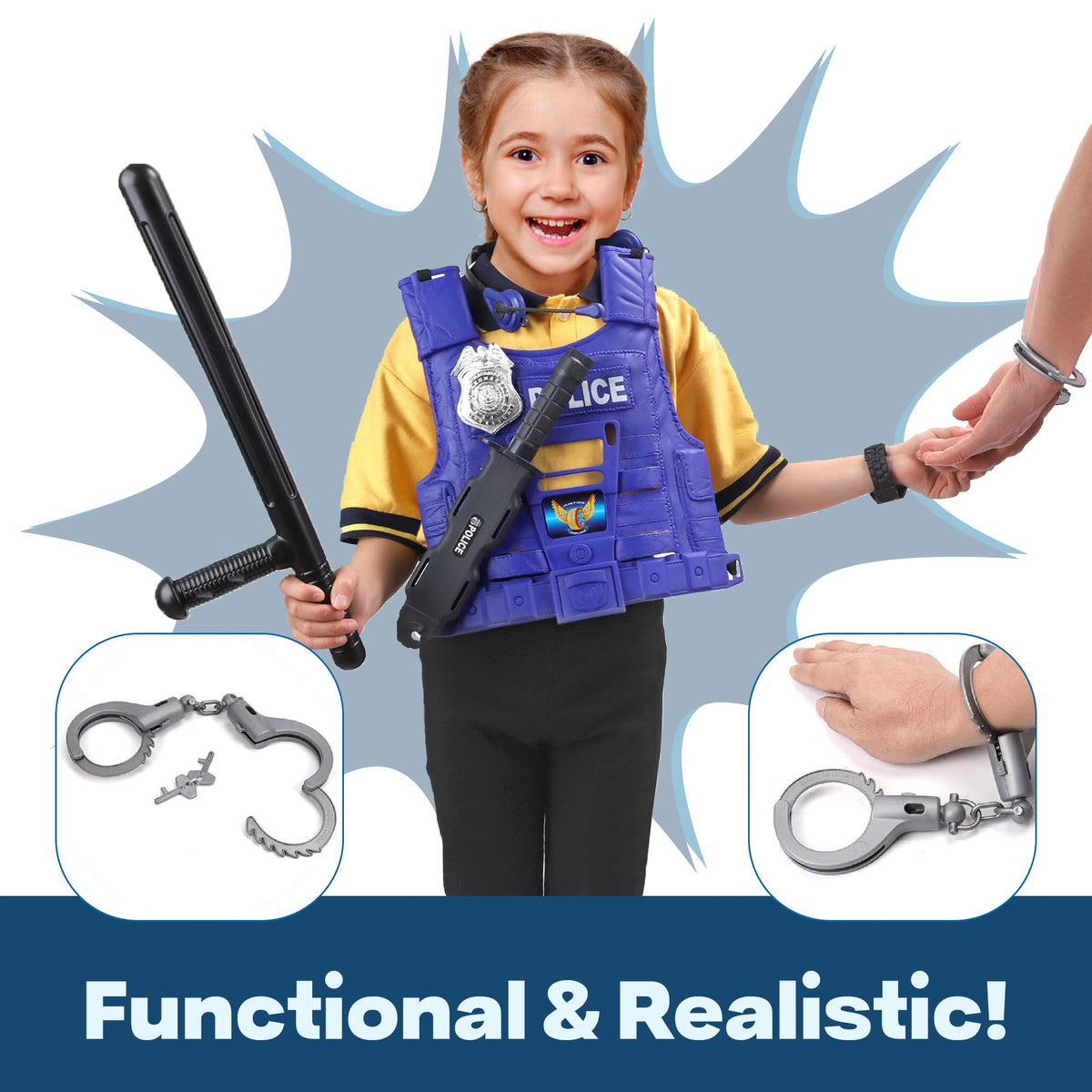 Liberty Imports police kit baton for exciting action-packed dress-up moments.