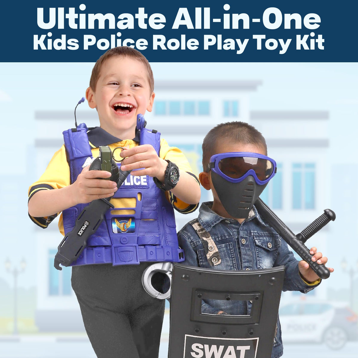 Liberty Imports police kit binoculars for scouting and investigative pretend play.