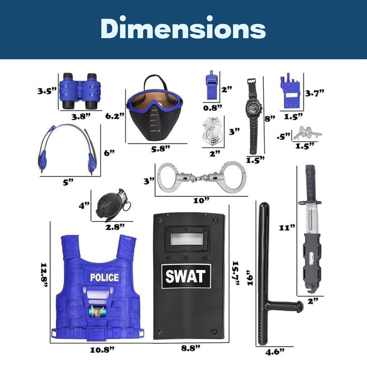 Liberty Imports police kit handcuffs with keys for safe, kid-friendly role-play scenarios.