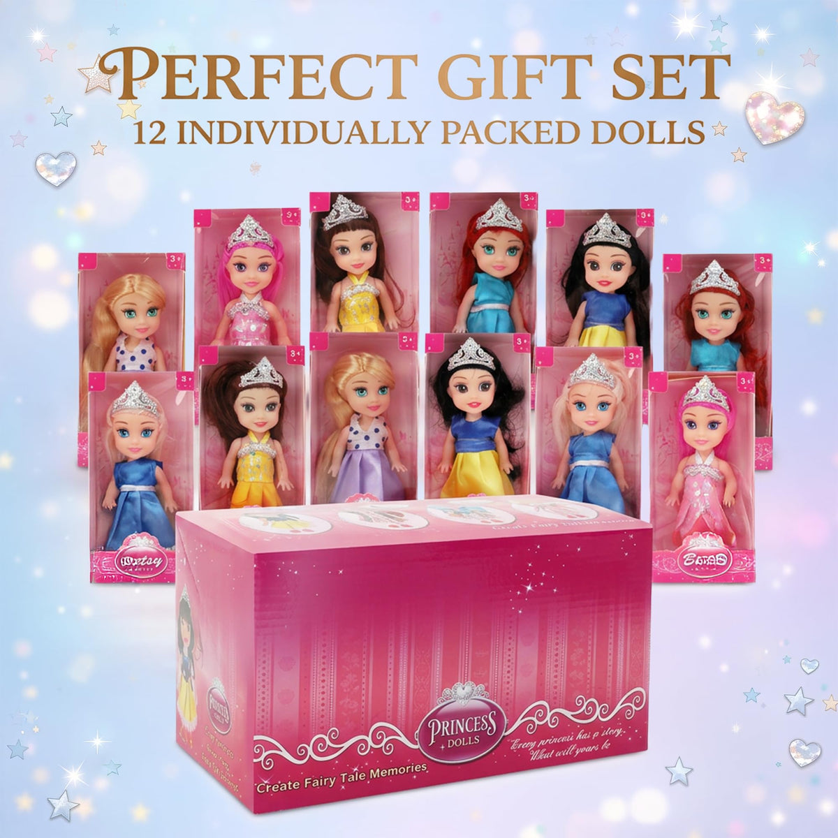 Liberty Imports princess dolls shine in party decor and gift bags.