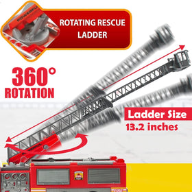 Liberty Imports RC Fire Truck extendable ladder reaches high play scenarios.