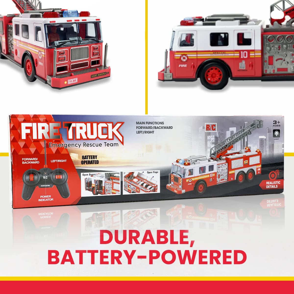 Liberty Imports RC Fire Truck ideal gift for kids aged 3 and up.