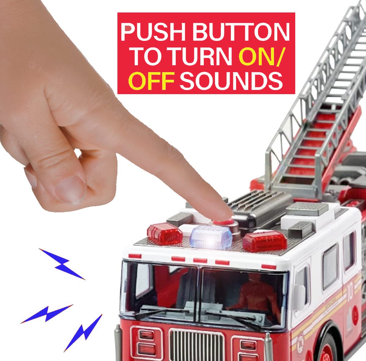 Liberty Imports RC Fire Truck lights and siren energize pretend rescues.