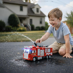 Liberty Imports RC Rescue Fire Engine LiPo battery included for extended playtime.