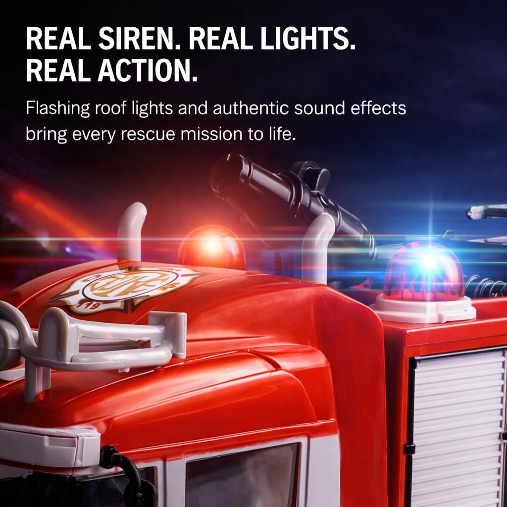 Liberty Imports RC Rescue Fire Engine remote control provides easy beginner operation.