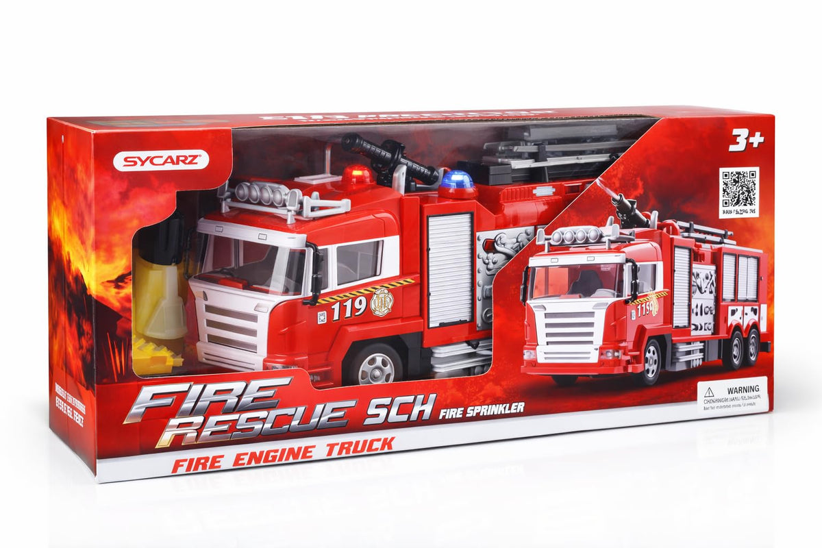 Liberty Imports RC Rescue Fire Engine rugged 12-inch design withstands kid-powered adventures.