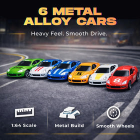 Liberty Imports six diecast cars for action-packed racing fun.