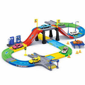Liberty Imports speed track assembly ready for fast, imaginative racing play.