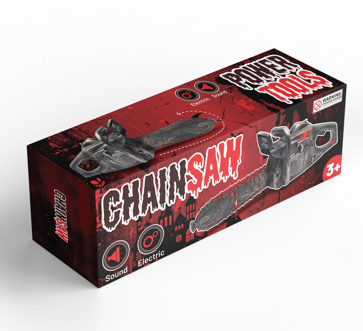 Liberty Imports blood-stained blade chainsaw for dramatic party scenes.
