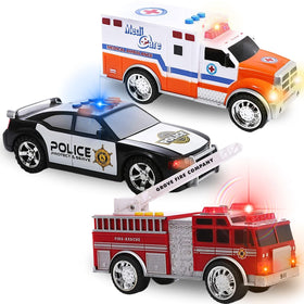 Liberty Imports True Hero ambulance front view with bright lights for imaginative rescue play.