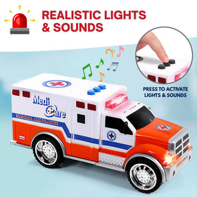 Liberty Imports True Hero fire truck with extended ladder for interactive rescue scenarios.