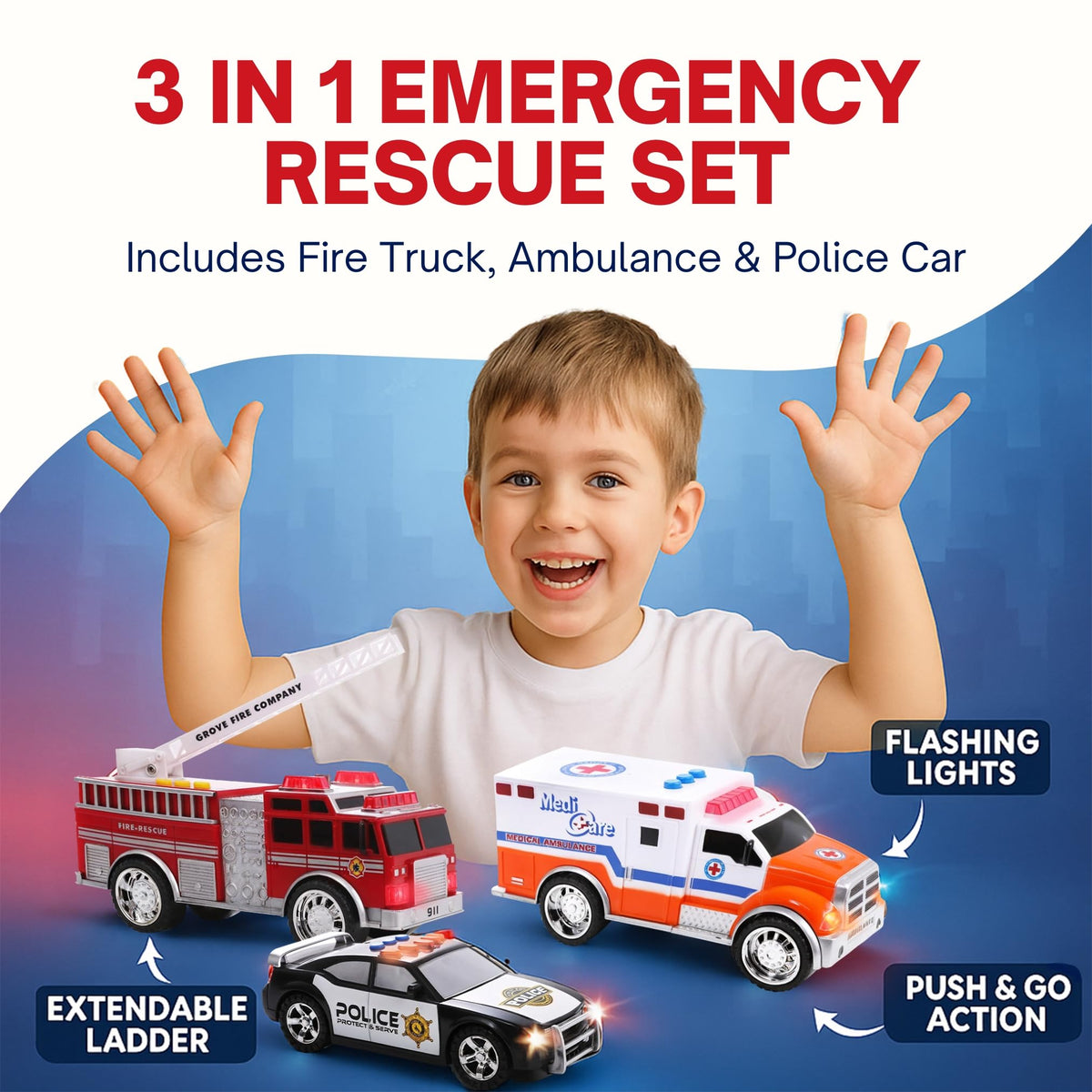Liberty Imports True Hero working ladder and swiveling parts boost interactive play.