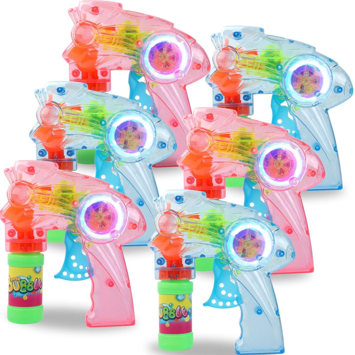 Liberty Imports wind-up bubble gun with LED lights for lively outdoor play.
