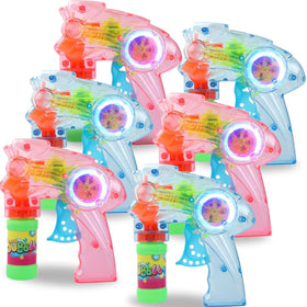 Liberty Imports wind-up bubble gun with LED lights for lively outdoor play.