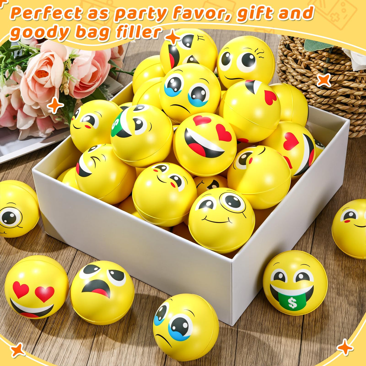 Libima stress ball with cheerful face for classroom rewards.