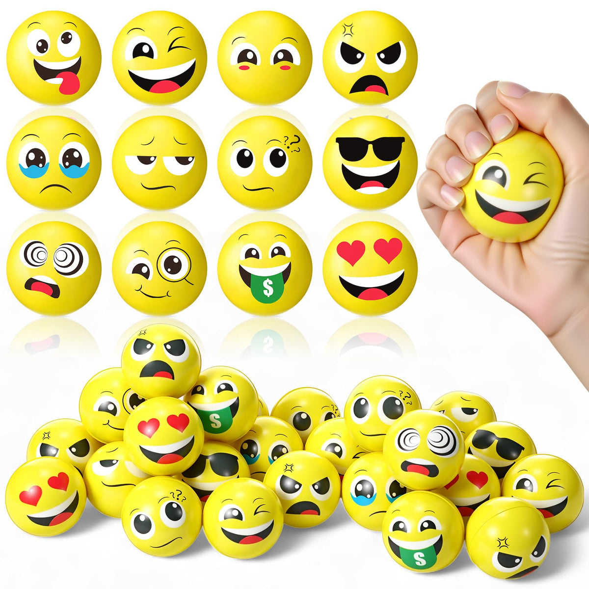 Libima stress ball face smiling for focus and mood expression.