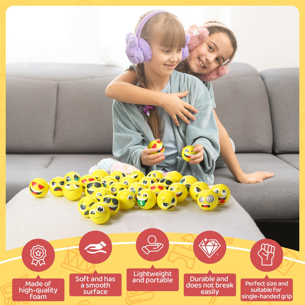 Libima stress ball features surprised face for quick relief moments.