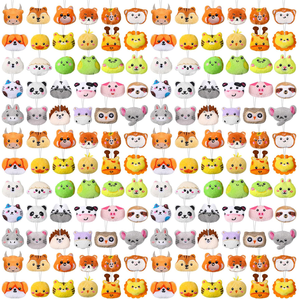Libima 150pcs mini plush keychains on display for party prizes and decor.