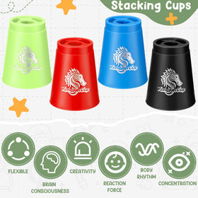 Libima green stacking cups boost hand-eye coordination during play.