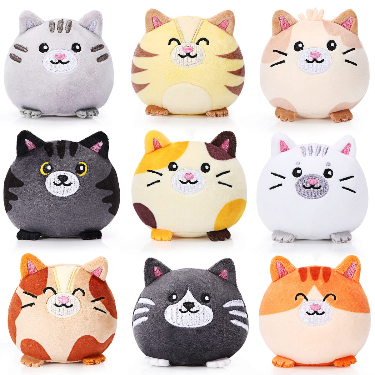 Libima 9 Pcs Mini Cat Plush with round shape for party favors
