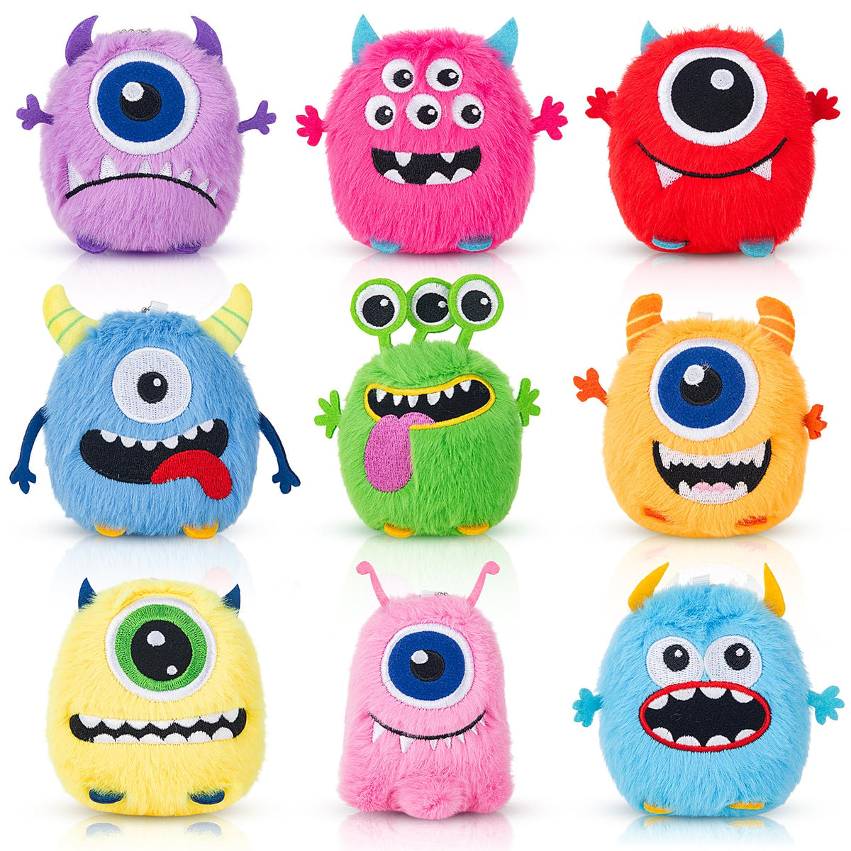 Libima nine-piece set of mini stuffed animals for party decor and gifts.