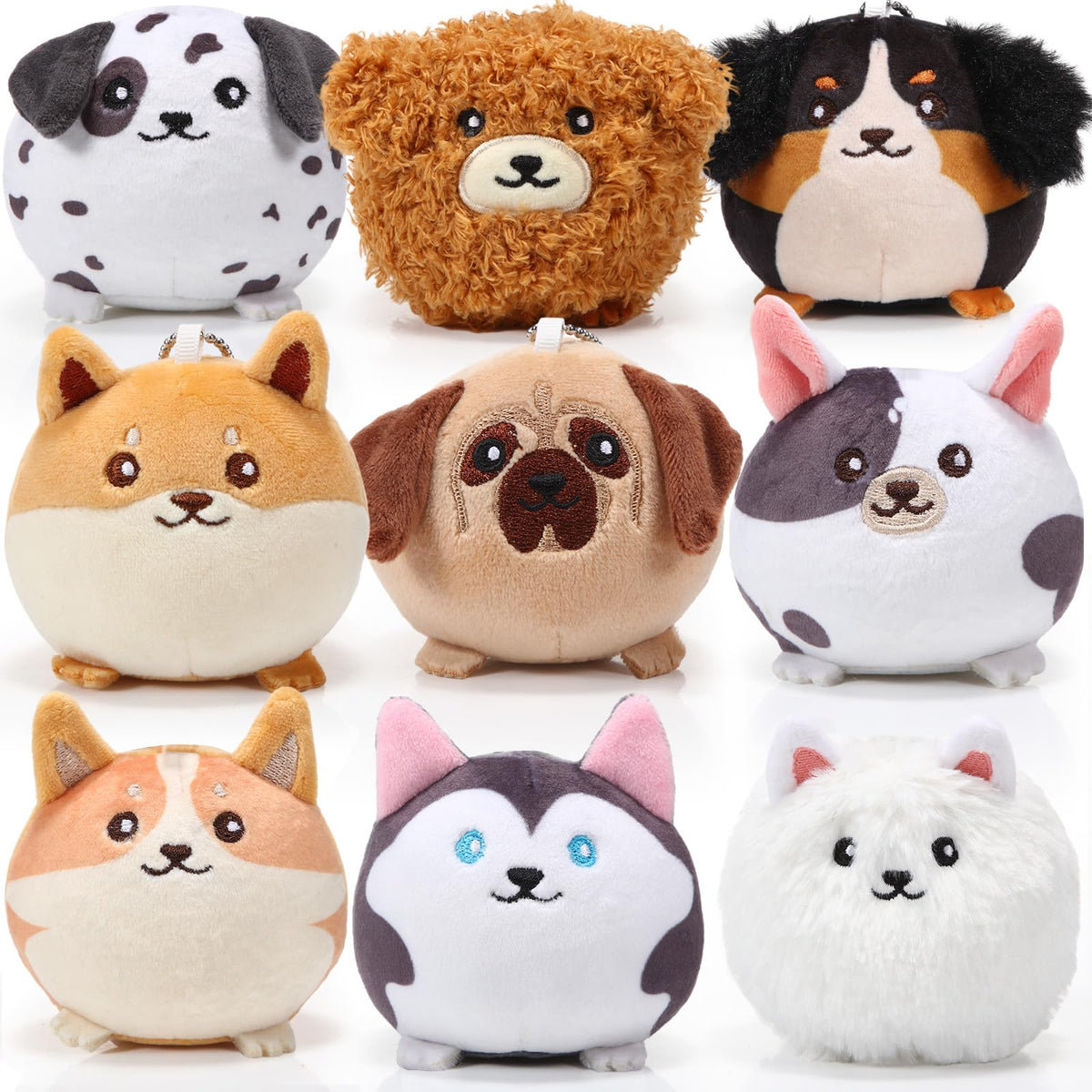 Libima 9-piece mini plush dogs bulk set, ideal party favors and decorations.