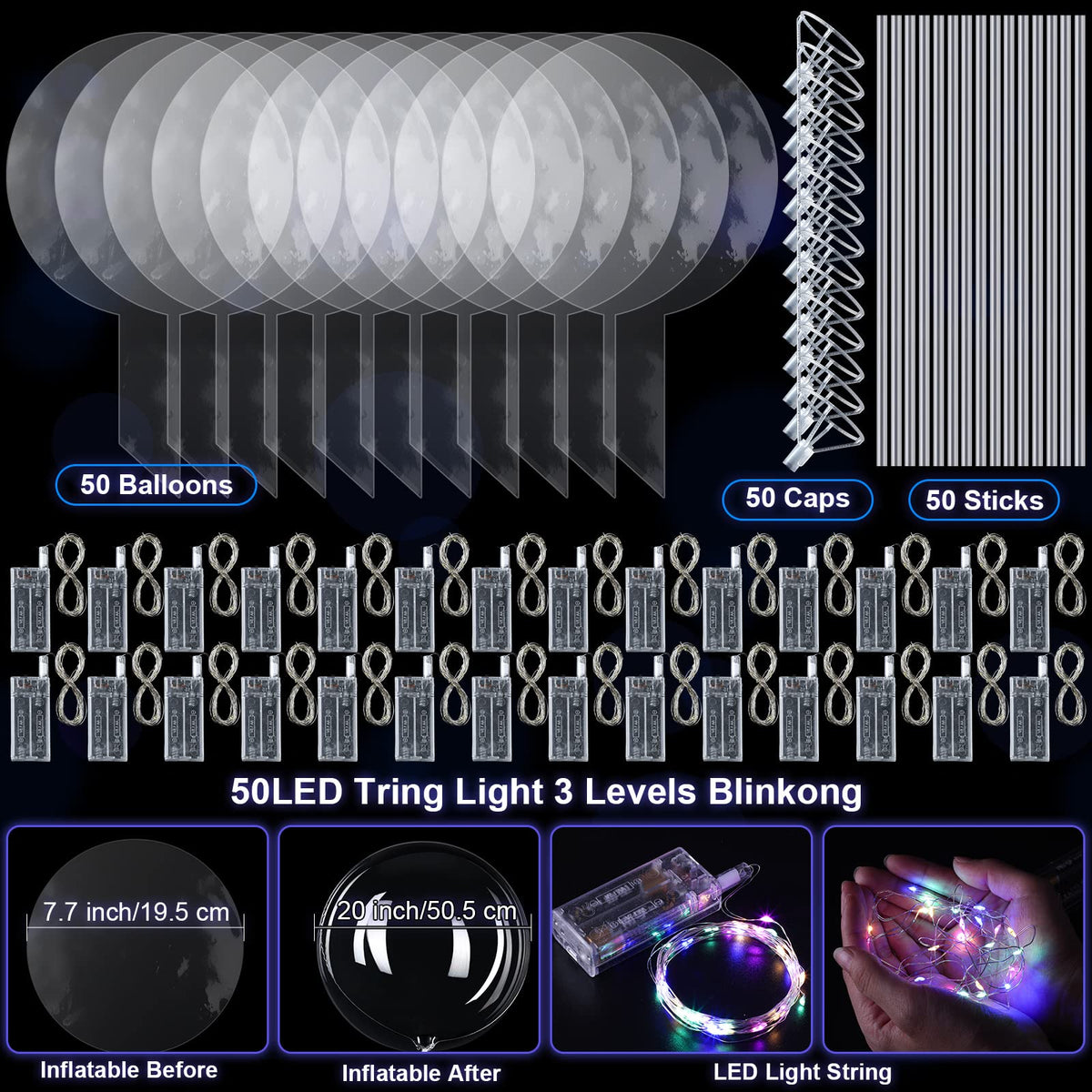 Libima assembly guide shows easy steps to light up and position balloons.