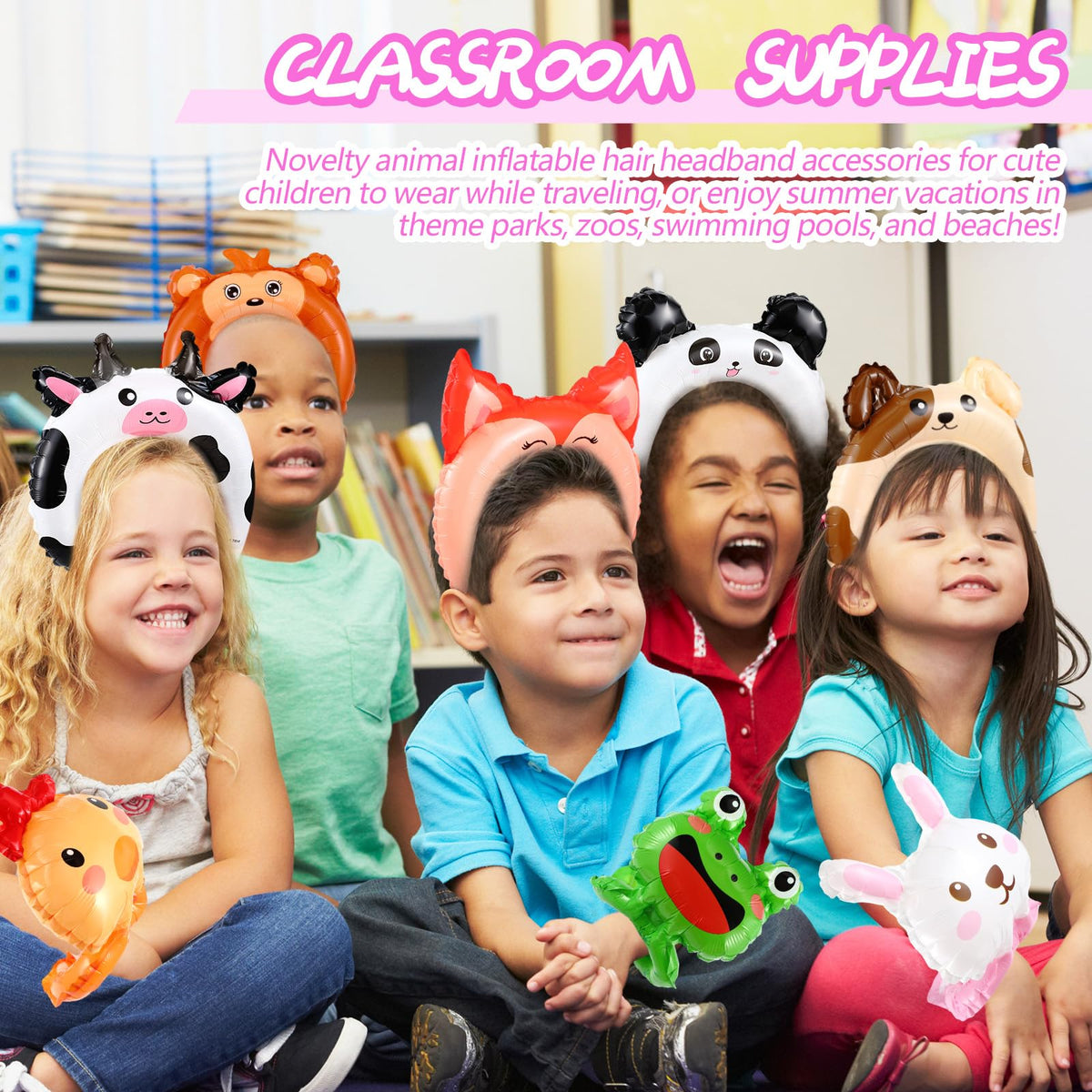 Libima classroom party photo props with zoo animals