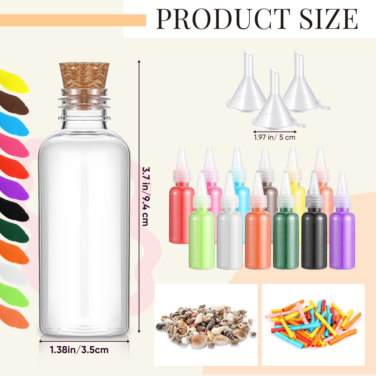 Libima colored sands in 12 colors for vibrant artwork and crafts.