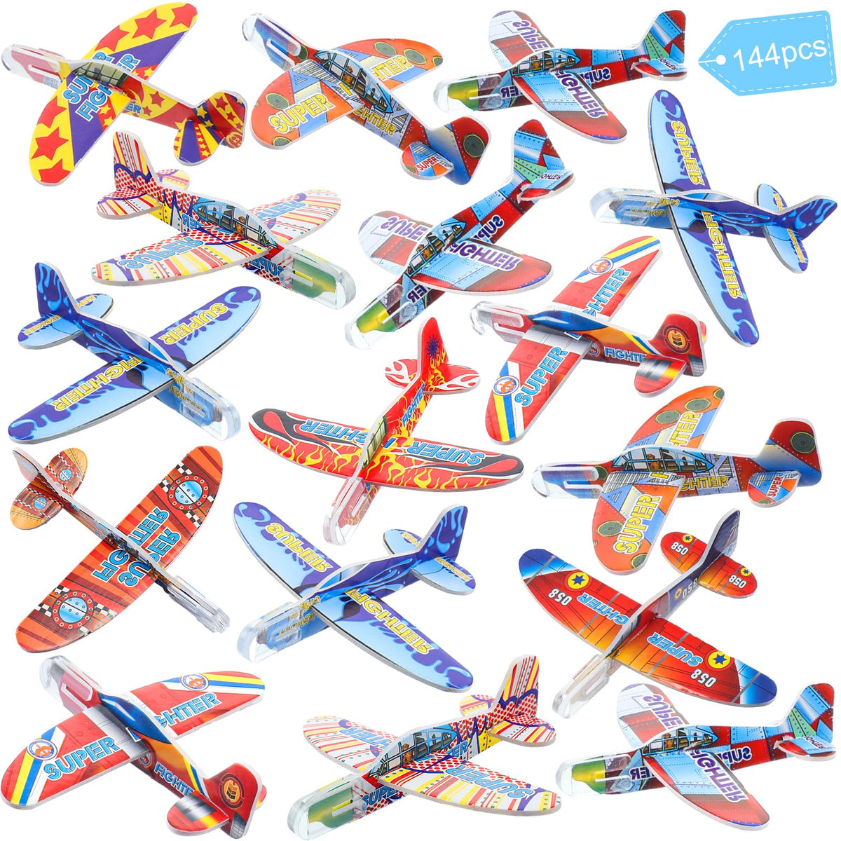 Libima foam airplanes in a variety of colors, ideal for party favors and classroom fun.