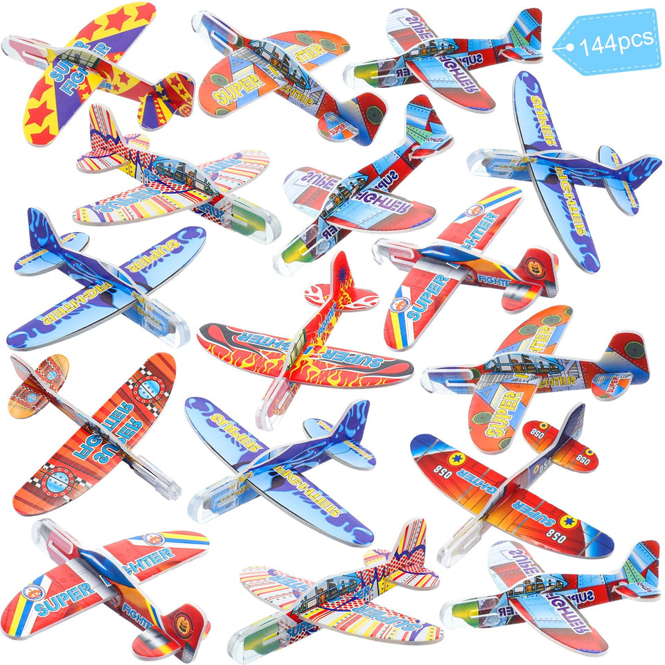Libima foam airplanes in a variety of colors, ideal for party favors and classroom fun.