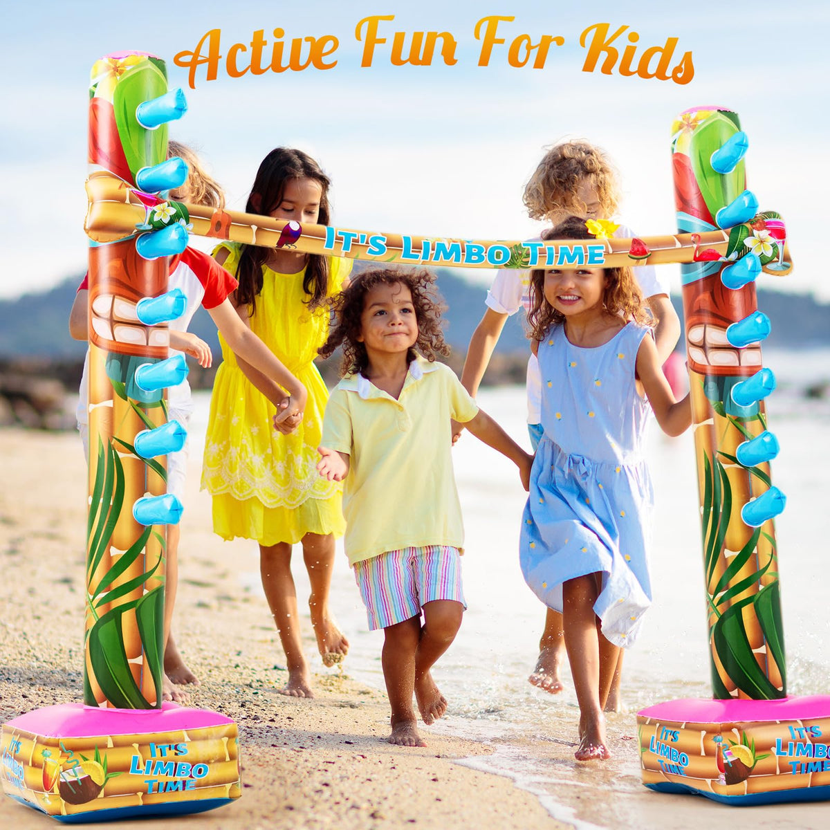 Libima Hawaiian-themed limbo with colorful flowers for festive atmosphere.