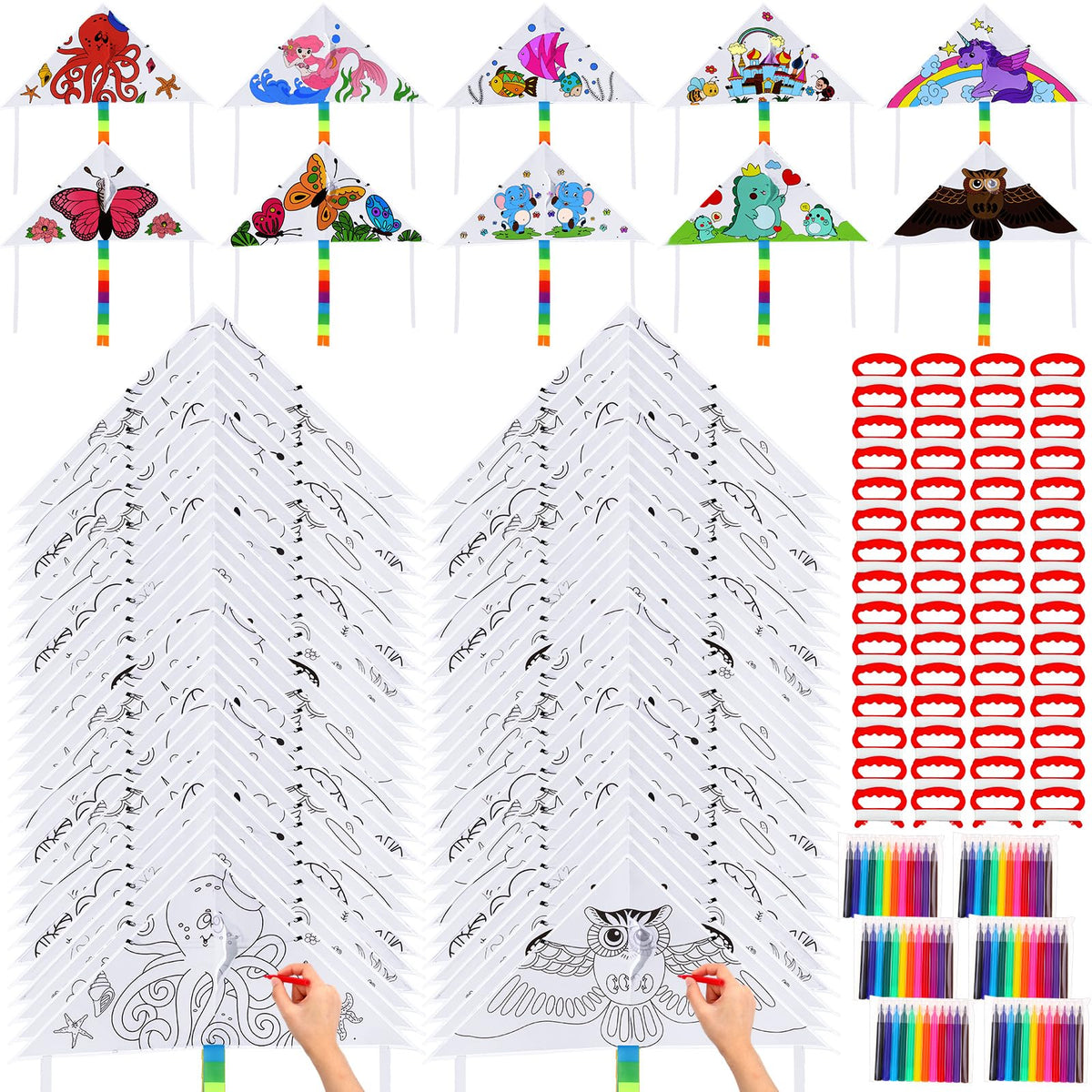 Libima 30-pack kite kit contents for DIY crafts with watercolor pens.