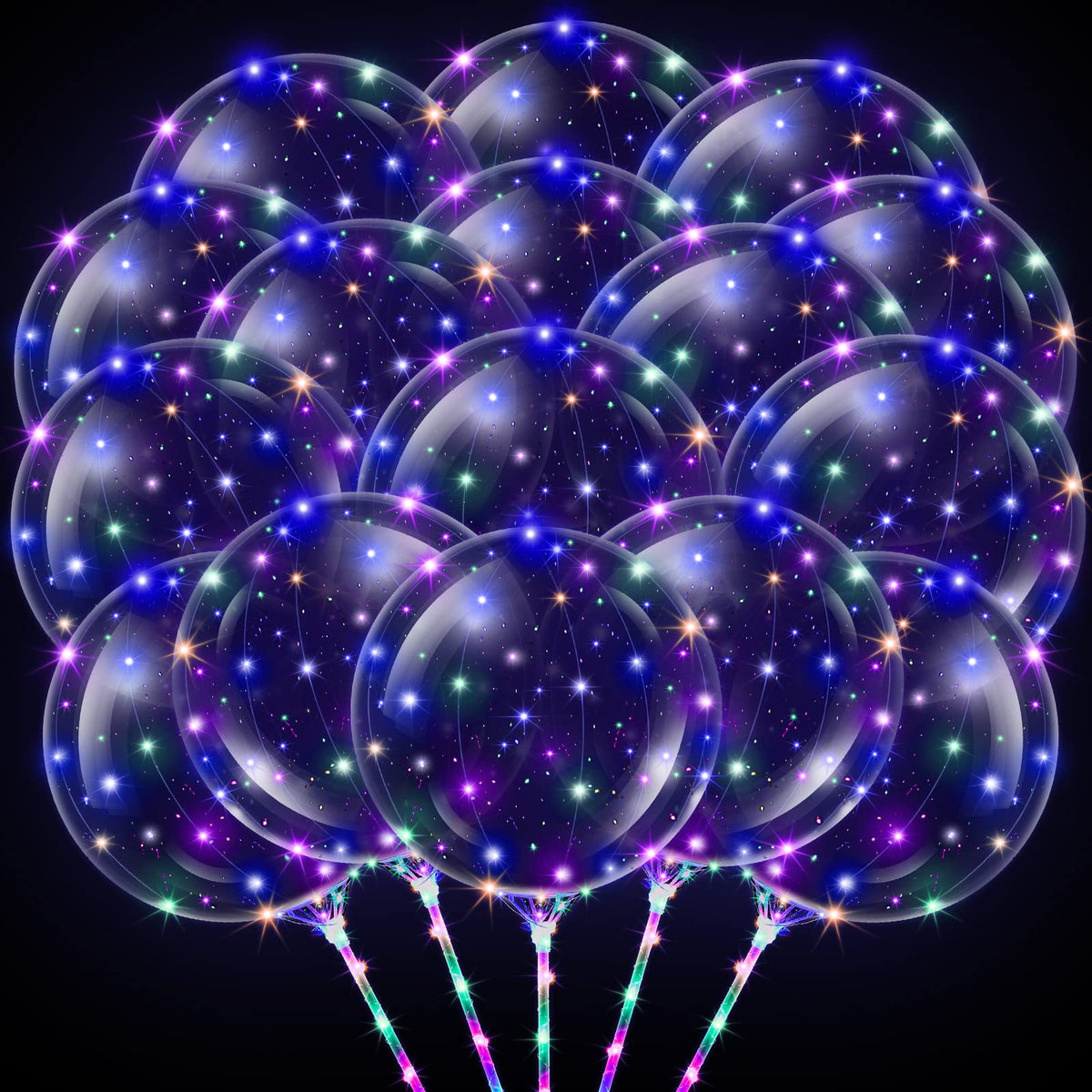 Libima LED balloon inflated to 20 inches provides vivid blue glow for celebrations.