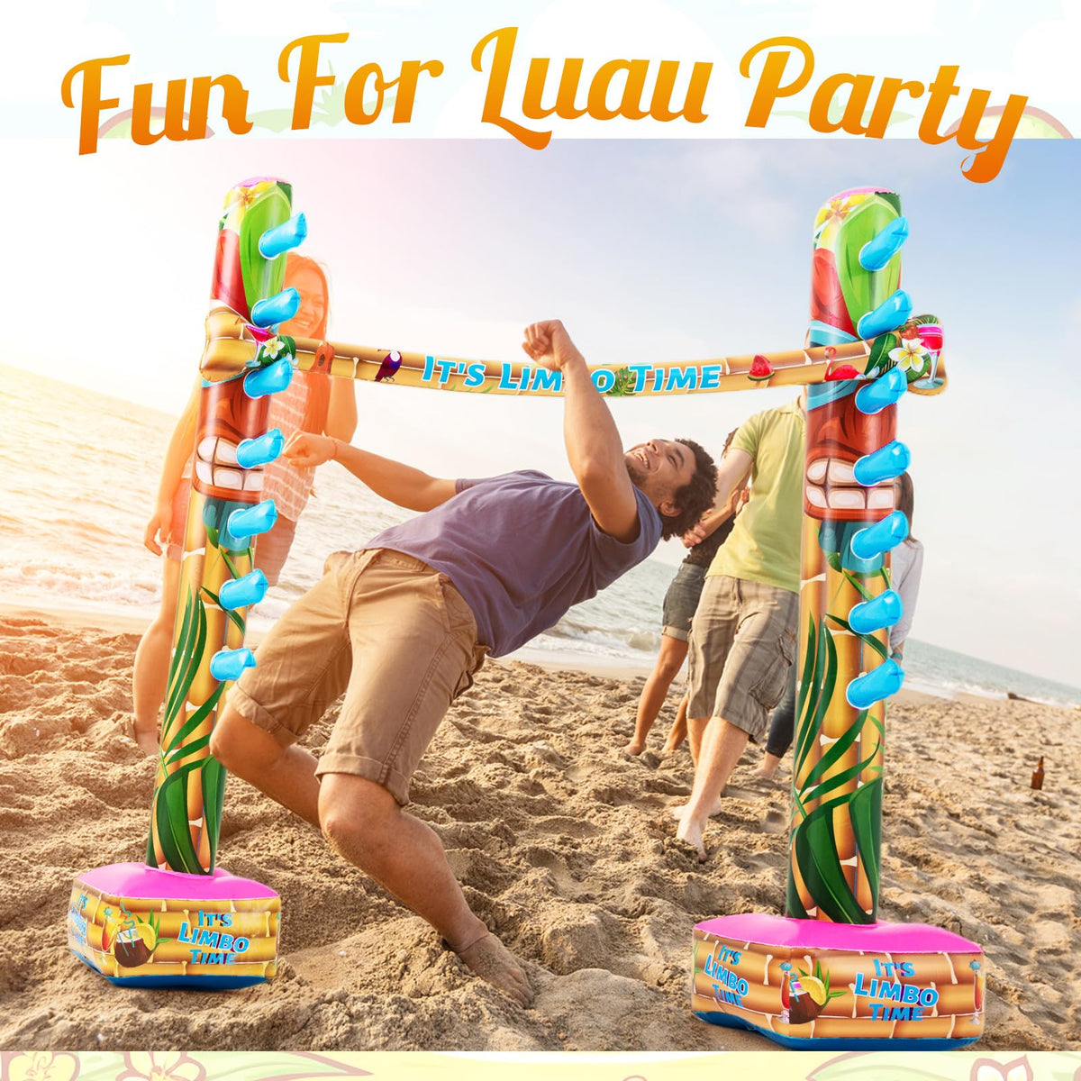 Libima inflatable limbo for indoor or outdoor use, versatile party accessory.