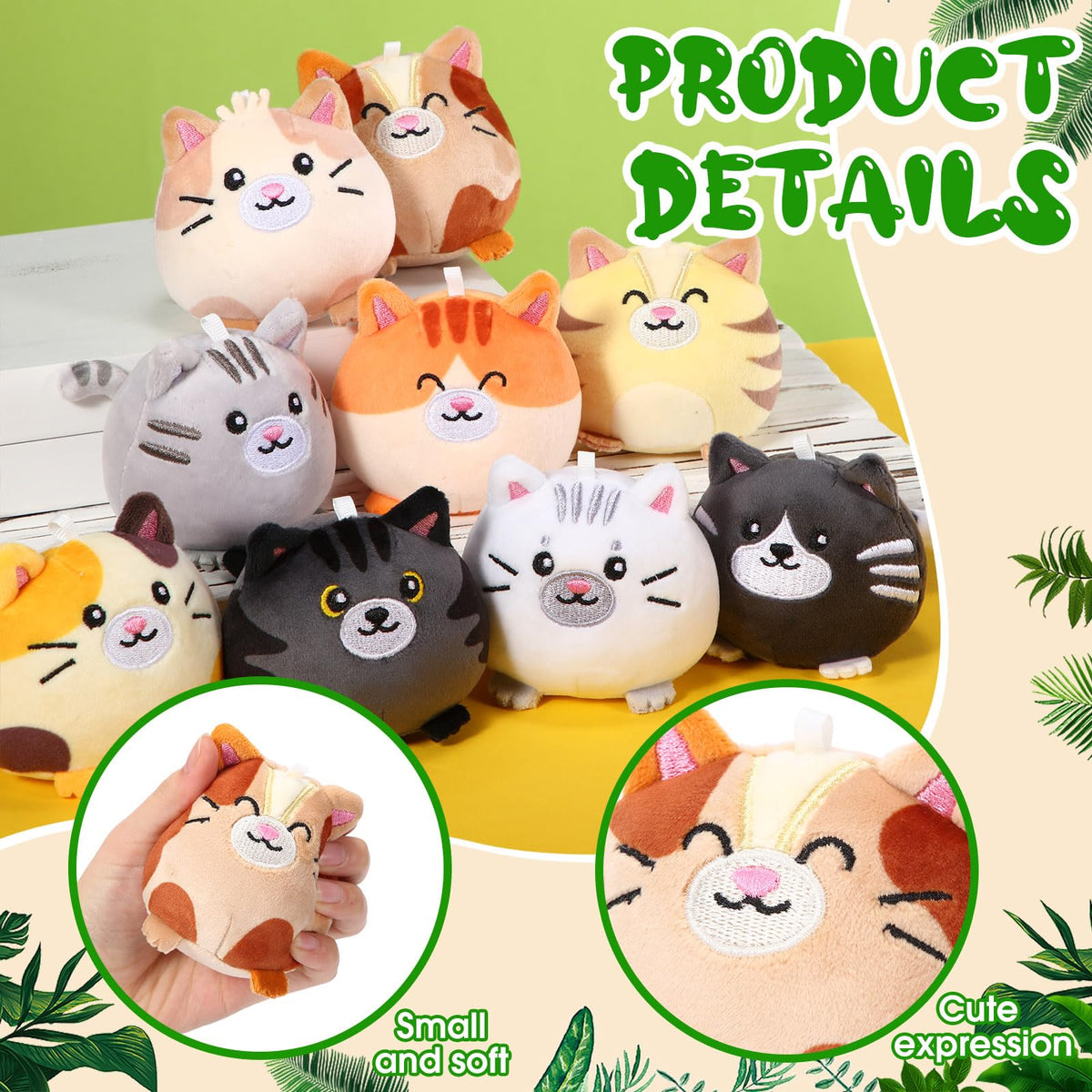 Libima mini cat plush keychain set with detachable chains