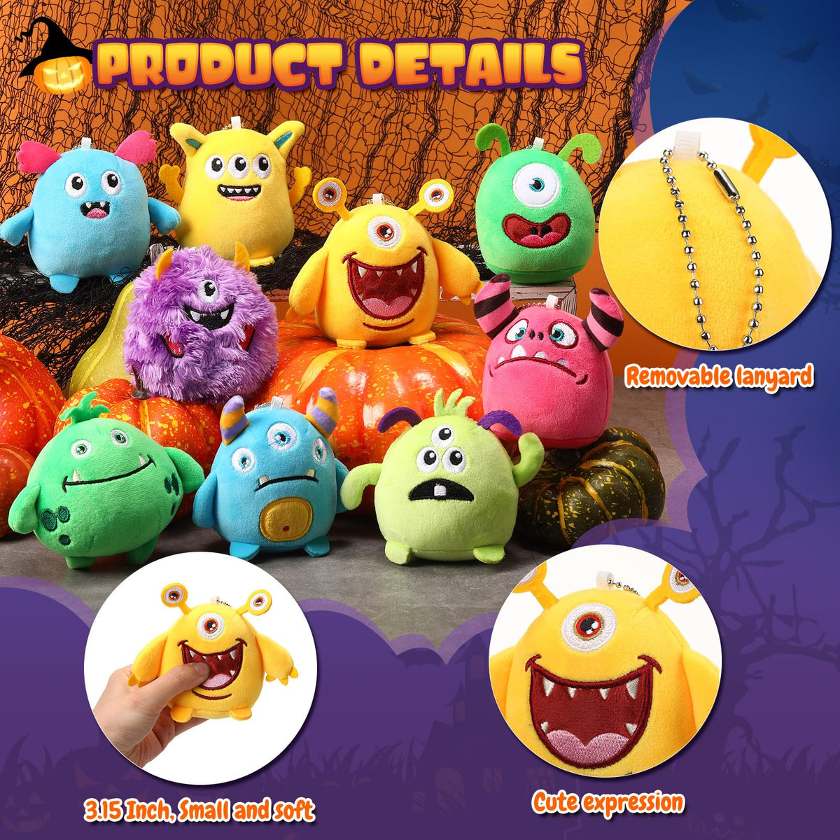 Libima round plush monster keychain for backpacks and gifts.
