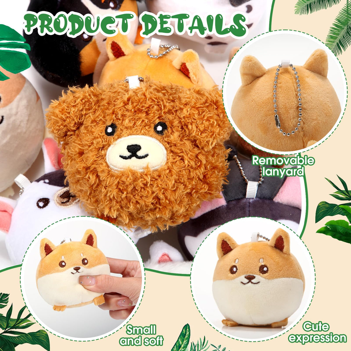 Libima mini plush dogs, 3.15-inch size, soft and lightweight for easy carry.